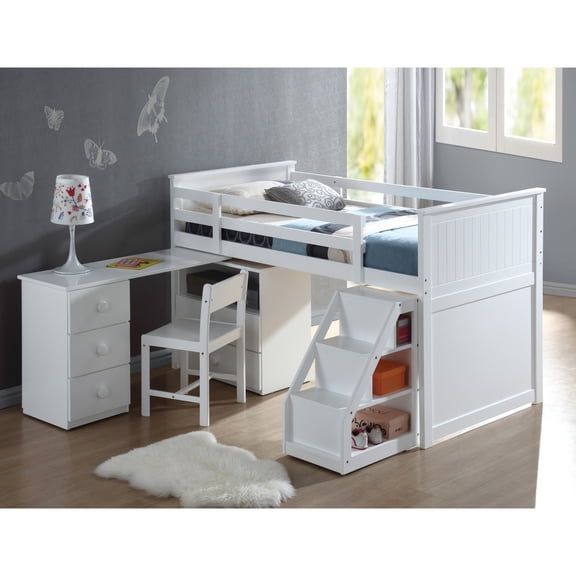 Space Twin Loft Bed In White With Ample Storage Options Surface, Enhancing Bedroom Capacity