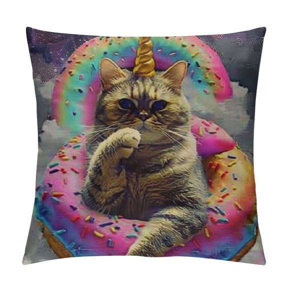 Space Unicorn Cat Decorations Pillow Cover Hipster Cat Wear Color Sunglasses Farmhouse Decor Throw Pillow Cases Cushion Cover Home Decoration