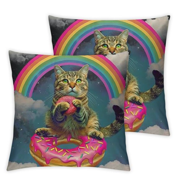 Space Unicorn Cat Decorations Pillow Cover Hipster Cat Wear Color Sunglasses Farmhouse Decor Throw Pillow Cases Cushion Cover Home Decoration