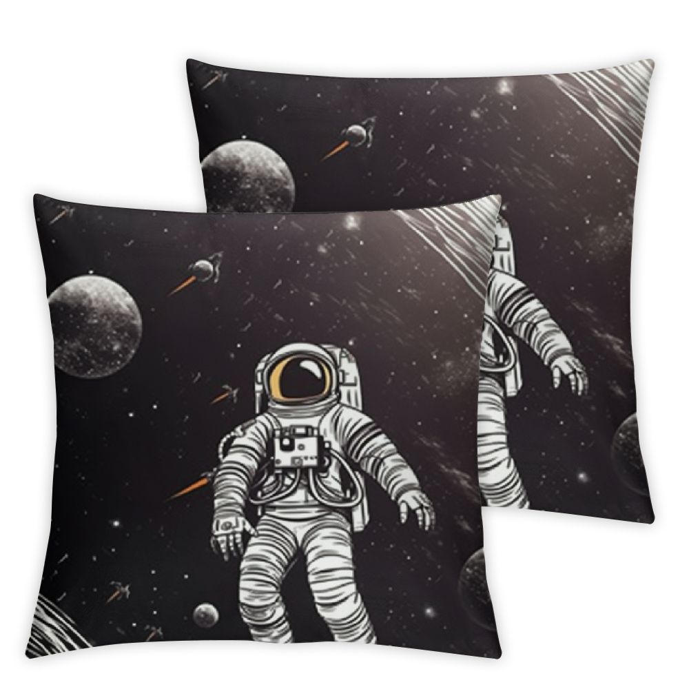 Space Universe Astronaut Black and White Throw Pillow Cover for Kids