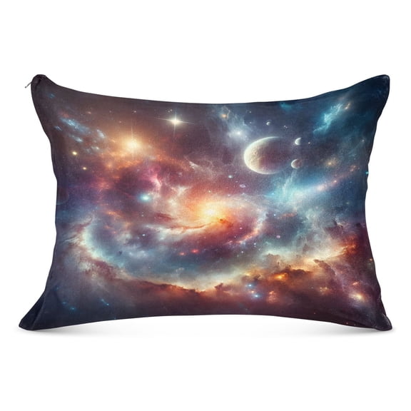 Space Universe Galaxy Plush Pillow Cases Standard Size Ultra Soft Warm Pillowcases with Zipper 20"x26"