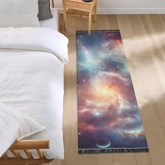 Space Universe Galaxy Runner Area Rug 2x6 Soft Non-Slip Washable Bedside Carpet for Hallway Bedroom Living Room Home Decor