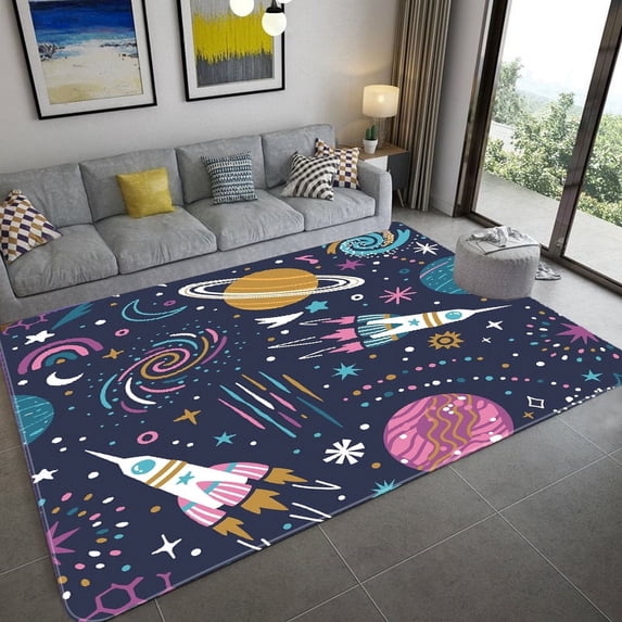 Space Universe Planet Floor Mat Living Room Large Area Rug Kids Bedroom Carpet for Childre