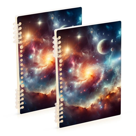 Space Universe Ring Binder Notebook Journey Note Diary College Ruled Spiral Notebook Study Loose Leaf Paper A5 60 Pages