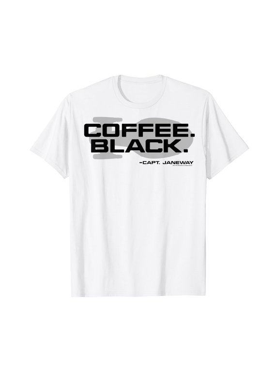 Space Voyage Coffee Black Capt. Janeway T-Shirt, Vintage T-Shirt