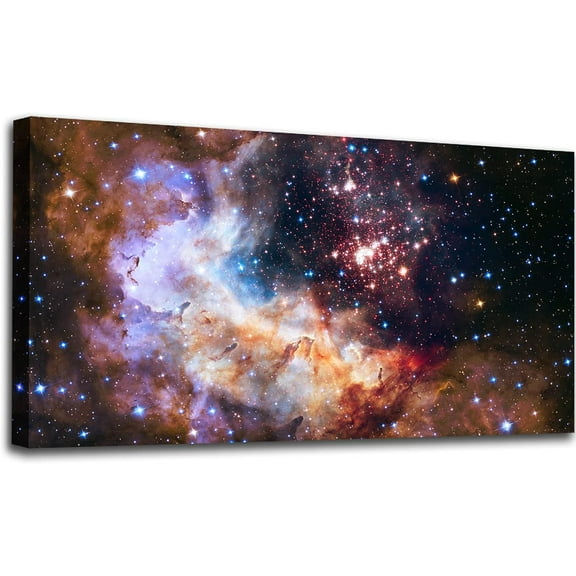 Space Wall Art for Kids Room Decor, Galaxy Painting Canvas Print Picture for Wall Decoration