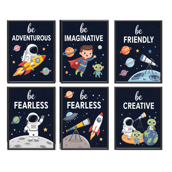 Space Wall Prints Unframed Space Inspirational Posters 8 x 10 Inch Planet Motivational Quote Pictures for Playroom Bedroom Classroom Decor College Dorm