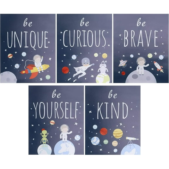 Space Wall Prints Unframed Space Inspirational Posters 8 x 10 Inch Planet Motivational Quote Pictures for Playroom Bedroom Classroom Decor College Dorm