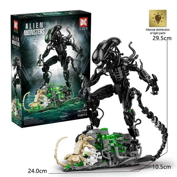 Space Warriors Alien Monster with Lighting Building Blocks Mecha Style Classics Movie Model Assembly Brick Toy For Kids Adults