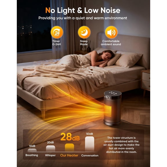Space  with WiFi APP & Alexa Control, 1500W PTC Ceramic Electric  for Indoor Use, 75    Wide-Angle Oscillation, 24H Timer,  Mode, Safe Portable  for Home Office