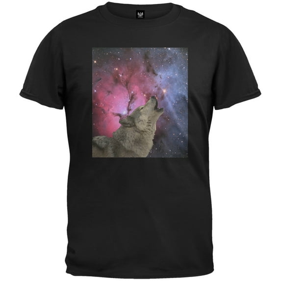 Space Wolf Men's Black T-Shirt - Medium