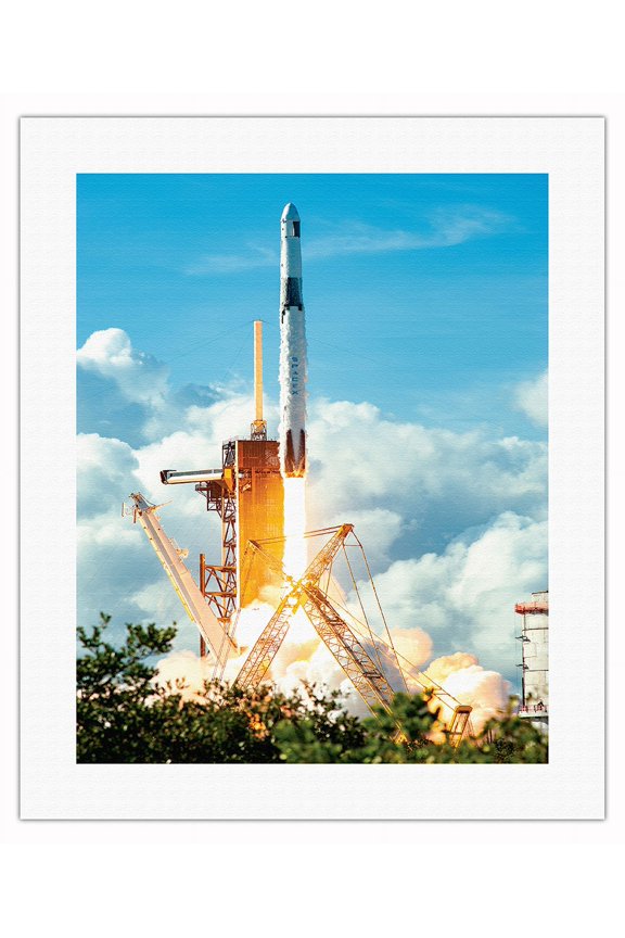 Space X Launch - NASA Color Photo by Paul Hennessy - Fine Art Rolled Canvas Print (Unframed) 16in x 20in