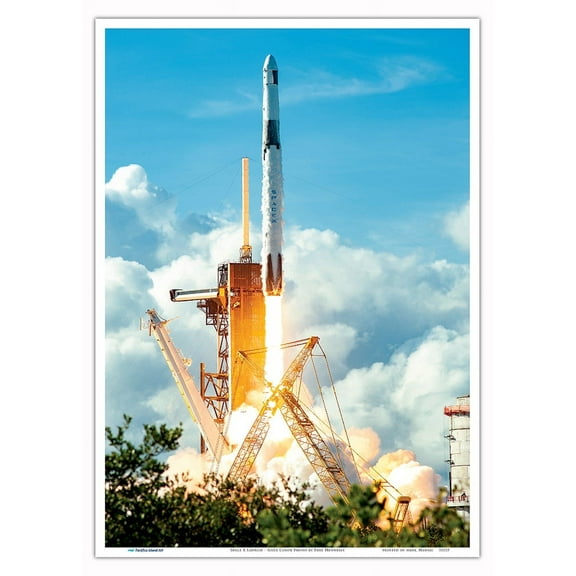 Space X Launch - NASA Color Photo by Paul Hennessy - Master Art Print 10in x 14in