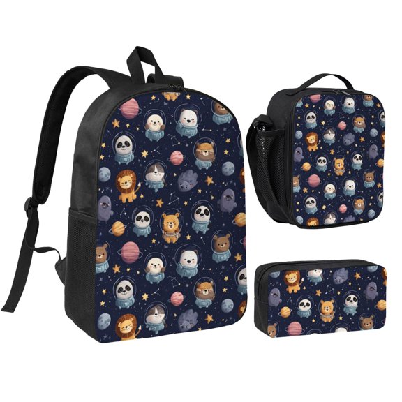 Space adventure theme Backpack Set,3PCS Backpack Set with Insulated Lunch Bag and Pencil Pouch,Travel Backpack,Large Capacity Daypack,Utility Organizer Set for Daily Use Travel