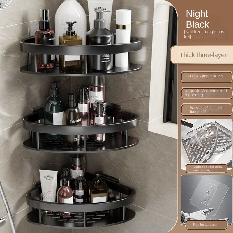 Space aluminum self-adhesive bathroom shelf no drilling required for ...