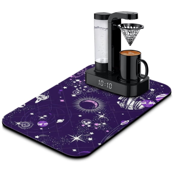 Space and Galaxy Aesthetic Dish Drying Mat, Starry Night Cosmos Alien Absorbent Kitchen Mat