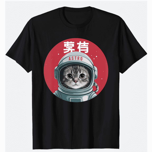 Space cat courage japanese retro kawaii cute astronaut cat t-shirt