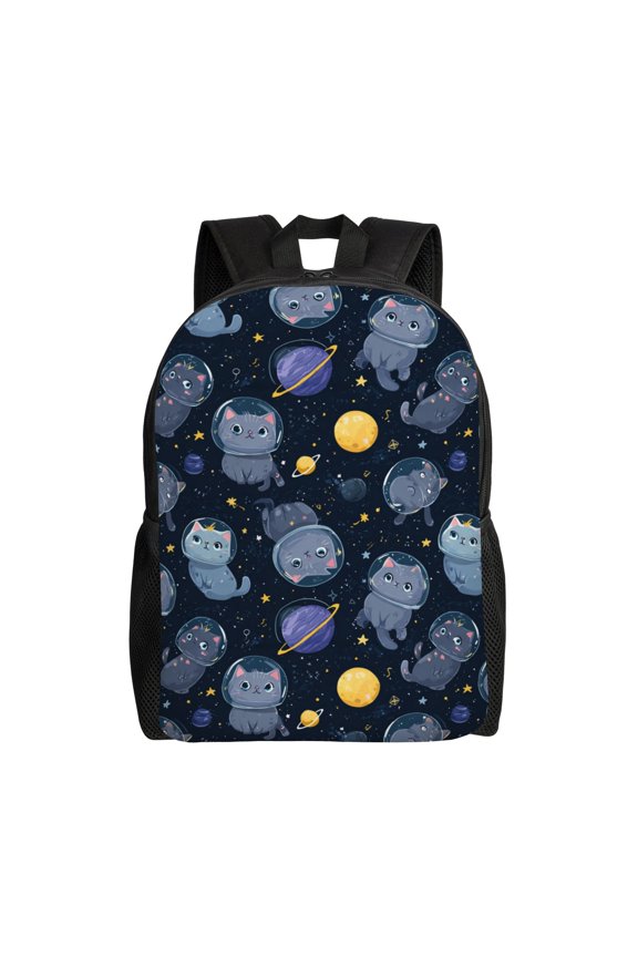 Space cats pattern Backpack with 15 Inch Laptop Compartment,Water-Resistant Daypack, Large Capacity Backpack with Adjustable Breathable Shoulder Straps for Daily Use Travel Gym