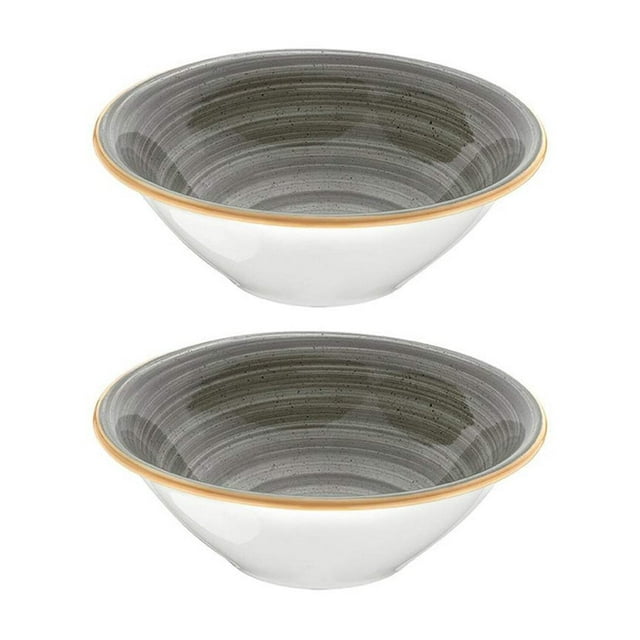 Space dia.8" h:2.5" 30 oz. Round Grey Porcelain Bowl (Set of 2)