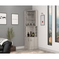thumbnail image 1 of Space - efficient Corner Bar Cabinet / For Dining Room Use / 8 Bottle Cubbies & 2 Open Shelves, 1 of 5