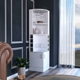thumbnail image 1 of Space - efficient Storage Solution - White Corner Bar Cabinet with Multiple Shelves, 1 of 2
