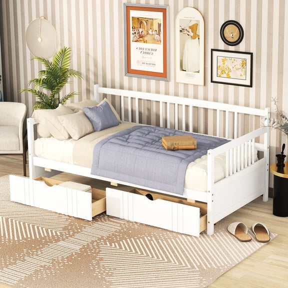 Space-efficient Storage - Twin Wood Daybed with Drawers for Organizing Toys