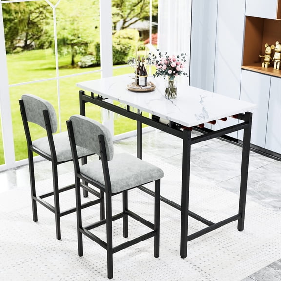 Space-efficient dining set with a waterproof surface / Fits well in condos and small apartments