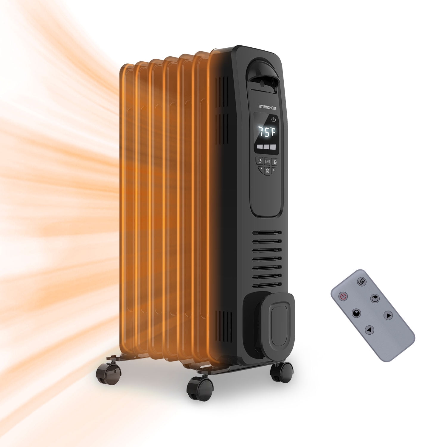 Space heater,1500W Oil Filled Radiator Heater，3 Heat Settings, Adjustable  Thermostat, Quiet Portable Heater with Tip-over u0026 Overheating Functions for  Home, Office, Black - Walmart.com