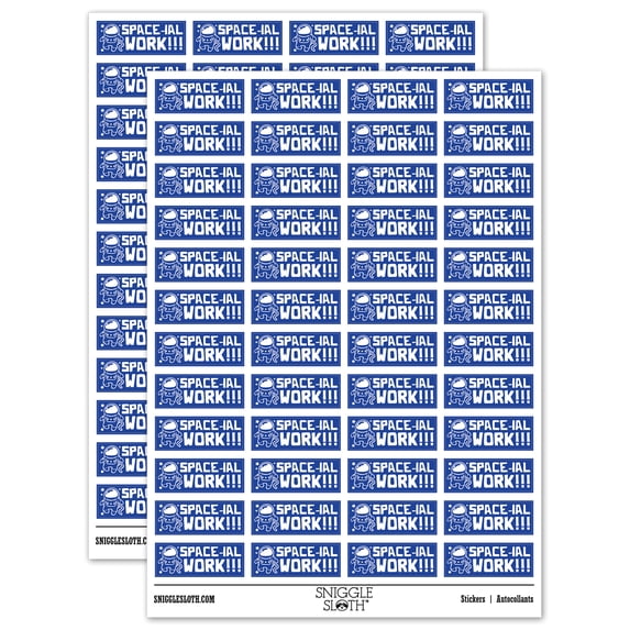 Space-ial Special Work Astronaut Teacher Student School Sticker Set - Dark Blue - Gloss Finish - 1.25" Mini