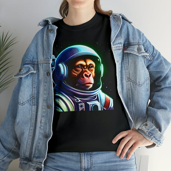 Space monkey graphic t shirt Unisex Heavy Cotton Tee