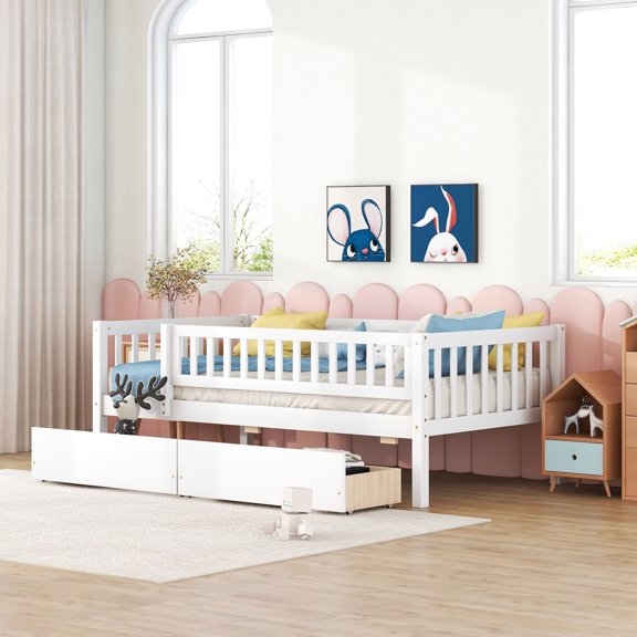 Space - saving Design, Easy Assembly - Twin Daybed with Two Drawers for Bedroom and Living Room