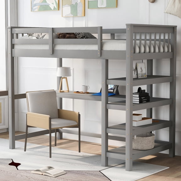 Space-saving Design | Loft Bed with Workstation and Storage | Pleasant Bedroom Addition