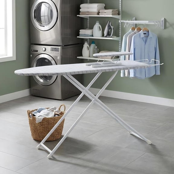 Space-saving Foldable Tabletop Ironing Board, 42" L x 12" W with 4-Level Adjustable Height, Heat-resistant Thickened Linen Cover for Apartment, Dorm & Laundry Room - Blue