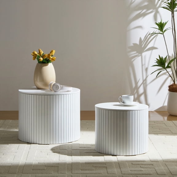 Space-saving Nested Table Set - MDF, White