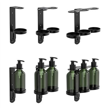 Handmade Brushed Stainless Steel Soap Bottle Holder - Pair Of Wall Mount Brackets With 1-1/8 Inch Hole, Includes Anchors & Screws