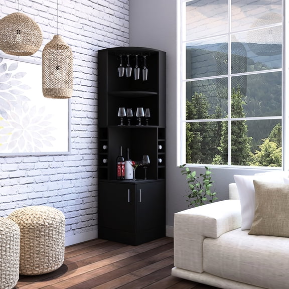 Space - saving and Stylish Design - Corner - fitting Bar Cabinet for Organized Wine Storage