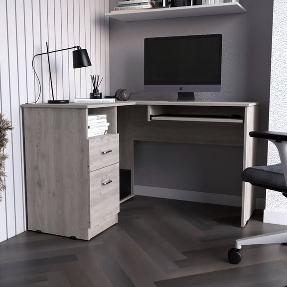 Space - saving corner fit - Enjoy a compact workspace with a retractable keyboard tray