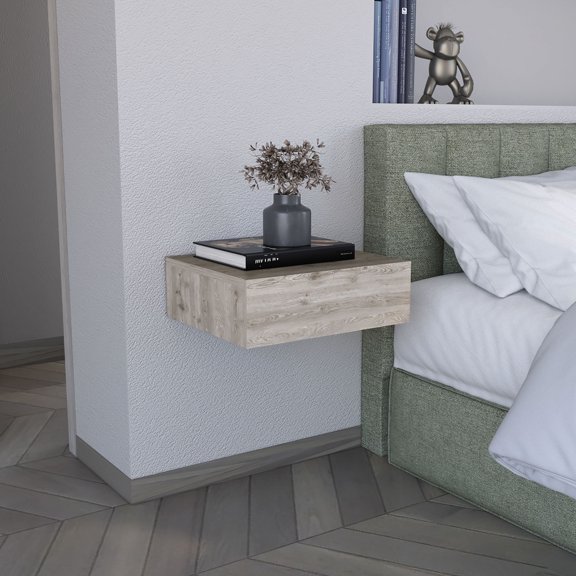 Space-saving floating nightstand, compact size / Drawer with good capacity and wide top