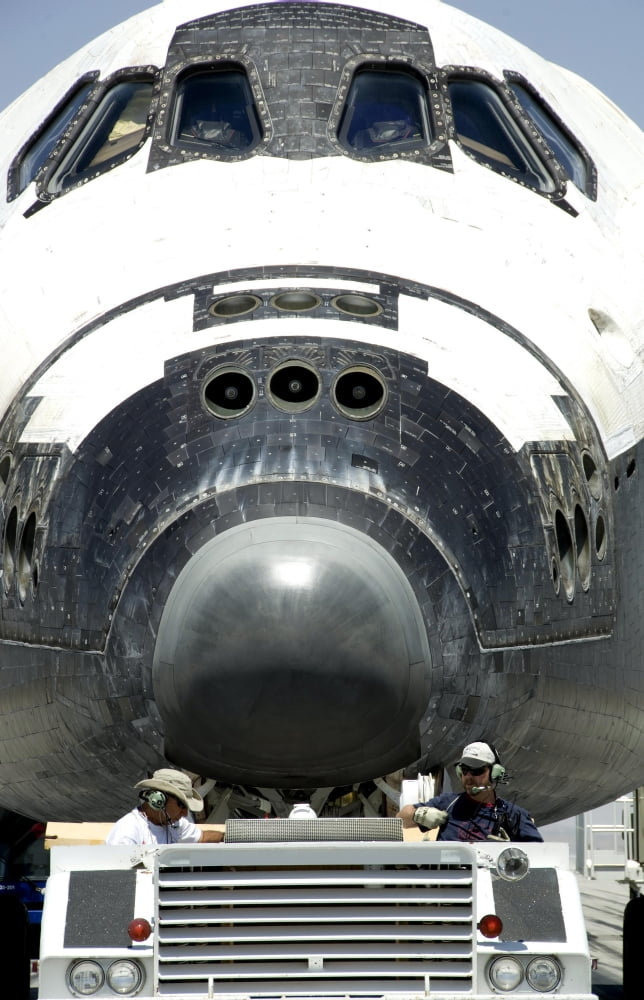 Space shuttle Atlantis is towed from the runway Canvas Art - Stocktrek Images (23 x 35)