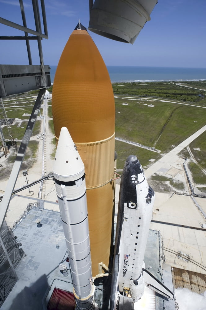 Space shuttle Atlantis lifts off from Kennedy Space Centers Launch Pad 39A into orbit Canvas Art - Stocktrek Images (23 x 34)