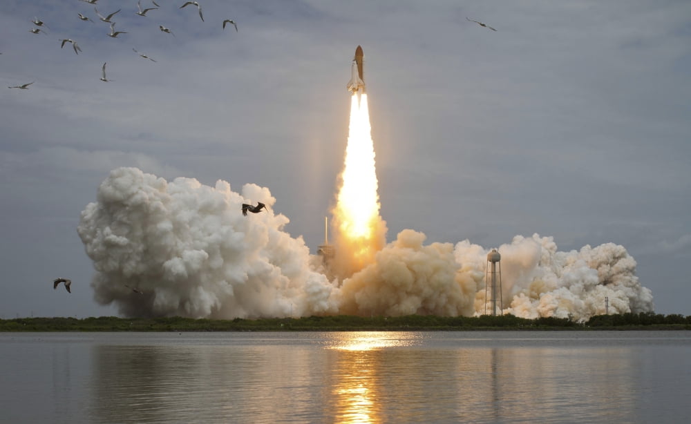 Space shuttle Atlantis lifts off from the Kennedy Space Center Florida Canvas Art - Stocktrek Images (36 x 22)