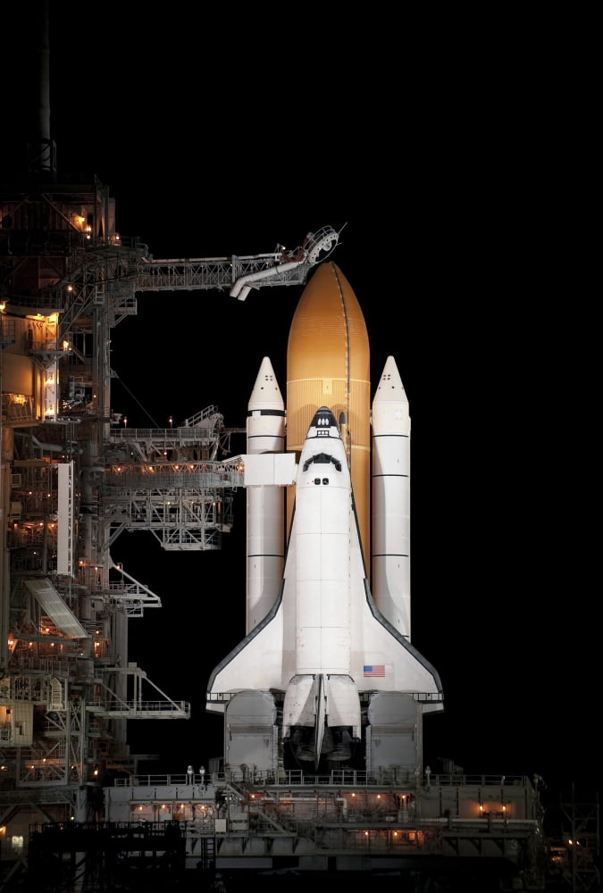 Space shuttle Atlantis sits ready on its launch pad at Kennedy Space Center Florida Canvas Art - Stocktrek Images (23 x 34)