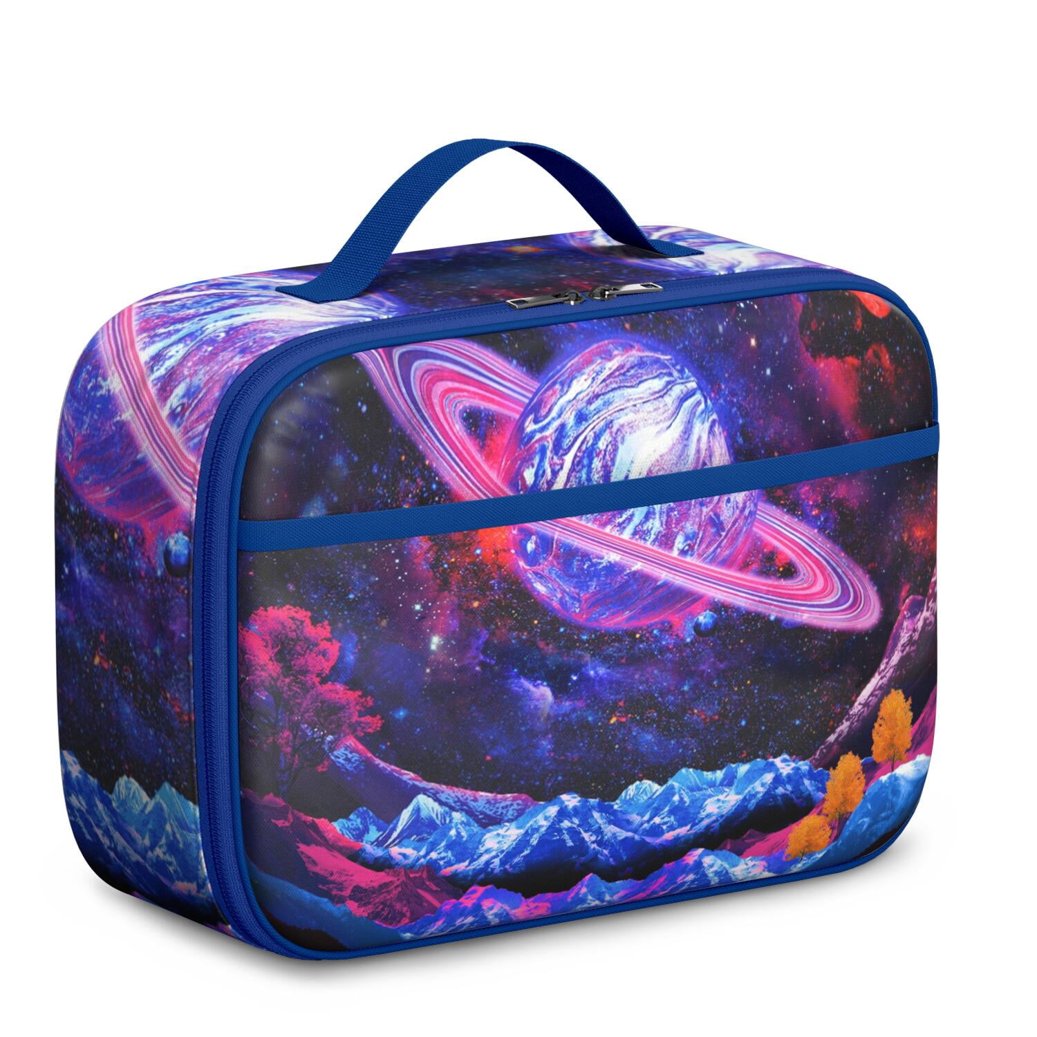 Space-themed Lunch Bag, Insulated Lunch Box with Cute Astronaut, Galaxy, Nebula, Rocket, and Starry Night Designs – Durable, Lightweight Lunch Tote for School, Travel, and Picnic