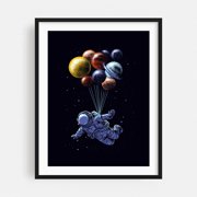 Space travel - Digital Art Astronaut Space Surrealism Cosmic Fantasy Stars Sci-Fi Black Framed Wall Art Print 8 x 10 inches