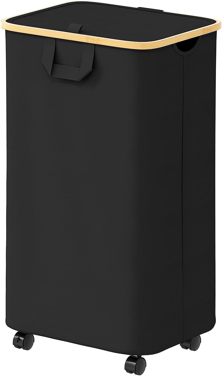 SpaceAid 110L Laundry Hamper with Wheels and Lid, Large Tall Clothes Basket Bin, Black
