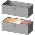 thumbnail image 1 of SpaceAid 2 Pack 10" High Under Bed Storage Containers, Fabric, Gray, 1 of 7