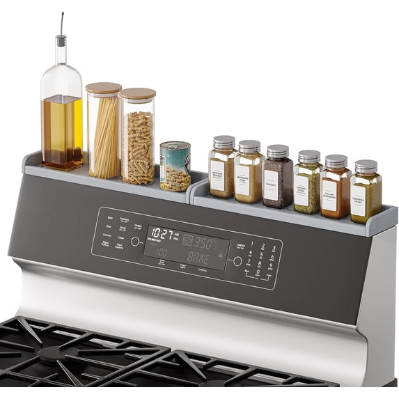 SpaceAid 30" Bamboo Magnetic Stove Top Shelf Organizer, Kitchen Storage Rack for Stove, Gray