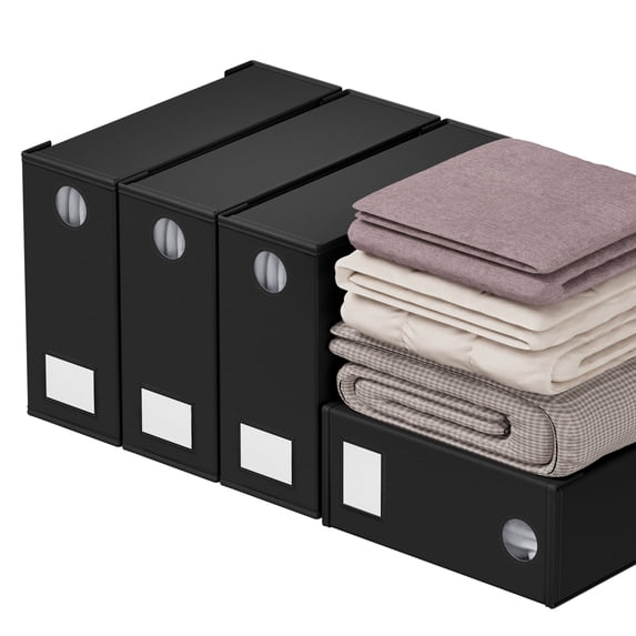 SpaceAid 4 Pack Sheet Organizers and Storage, Queen & King Size, Black, Fabric