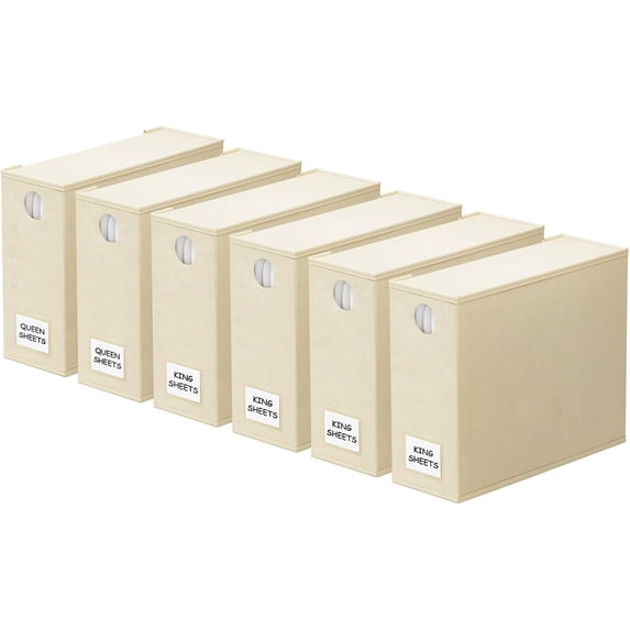 SpaceAid 6 Pack Sheet Organizers and Storage, Queen & King Size, Beige, Fabric