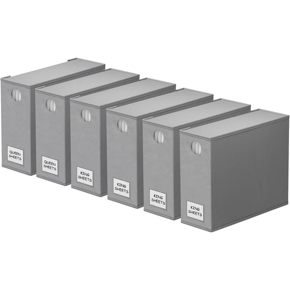 SpaceAid 6 Pack Sheet Organizers and Storage, Queen & King Size, Beige, Gray